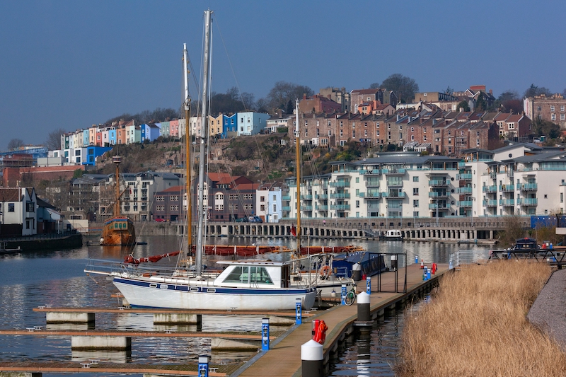 The Floating Harbor in the city of Bristol in southwest England. Called the Floating Harbor as the water level remains constant and is not affected by the tide.