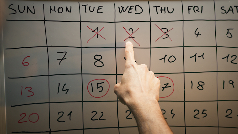 Indicating important dates on a calendar date.