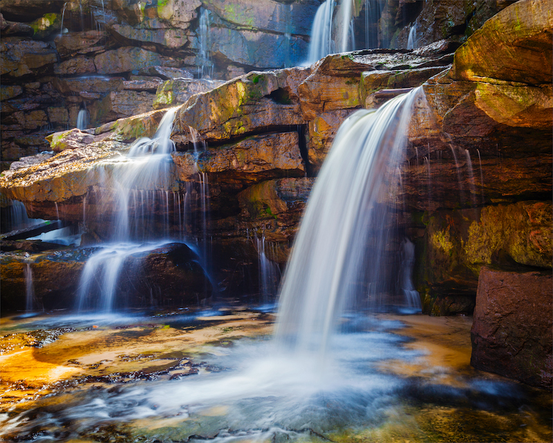 Tropical waterfall. Popokvil Waterfall, Bokor National Park, Cambodia