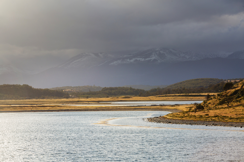 beautiful natural landscape around Beagle sound in Ushuaia, Argentina