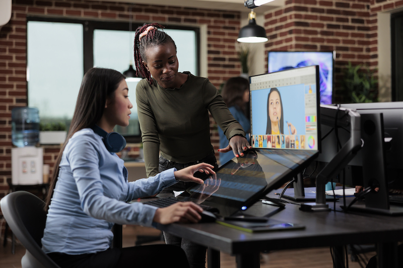 creative professionals using a computer