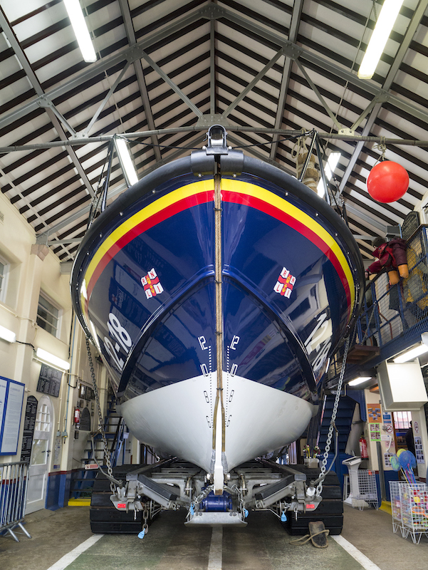The RNLI (Royal National Lifeboat Institution) lifeboat at Scarborough in North Yorkshire in the United Kingdom.