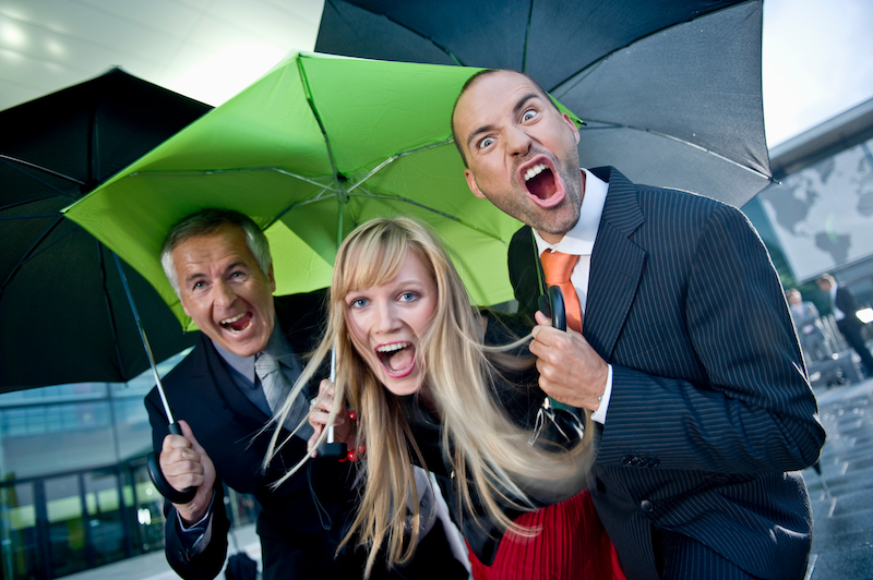 three angry business people